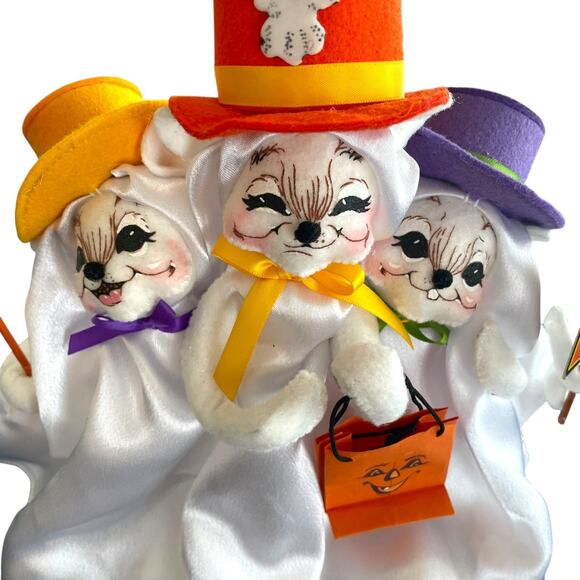 Annalee Halloween Bunch of Three Mice Ghostly Gathering 2007 10" Fall Decor - Picture 3 of 6